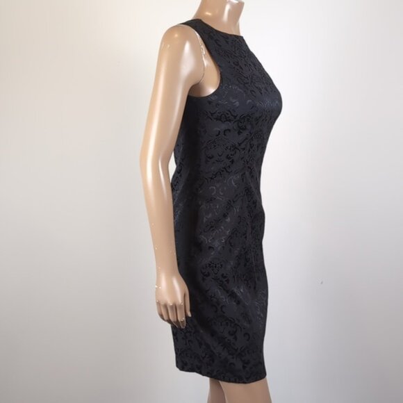 3/$20 Suzy Shier Sleeveless Jacquard Cocktail Dress Cut Out Brocade Sheath - Picture 10 of 12